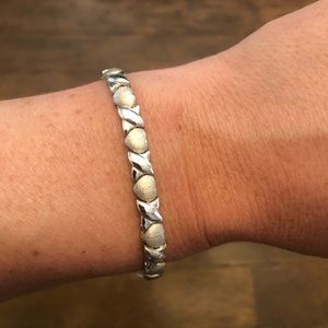 Sterling silver “x” and heart bracelet